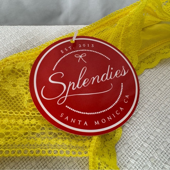 Splendies Yellow Lace Thong Panties Size 4X (See notes) NWT - Picture 4 of 9